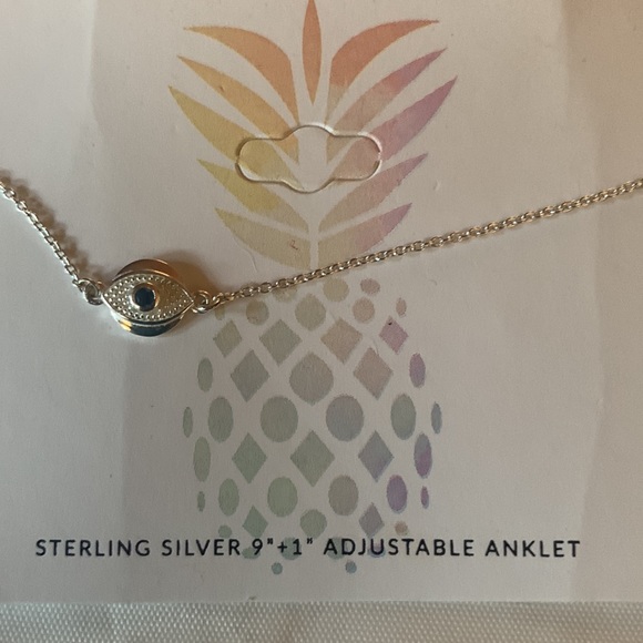 New GIANI BERNINI Blue Glass Evil Eye Ankle Bracelet - Picture 3 of 4